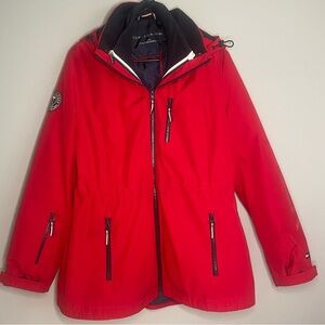 TOMMY HILFIGER Women 3-in-1 Weather System Coat Jacket Red/Blue SZ/MED